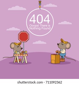 error 404 with funny mice cartoon