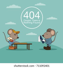 error 404 with funny mice cartoon
