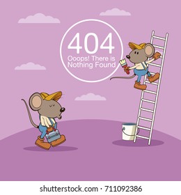 error 404 with funny mouses cartoon