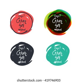 Error 404. Hand lettering banner. Page not found.