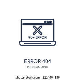 Error 404 icon. Error 404 linear symbol design from Programming collection. Simple outline element vector illustration on white background.