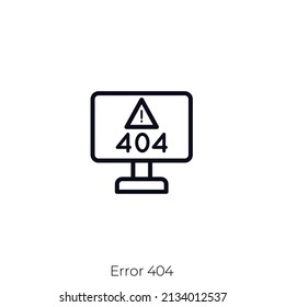 Error 404 icon. Outline style icon design isolated on white background