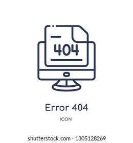 error 404 icon from programming outline collection. Thin line error 404 icon isolated on white background.