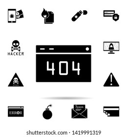 Error 404 icon. Universal set of hacker for website design and development, app development