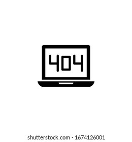 Error 404 icon vector in black solid flat design icon isolated on white background
