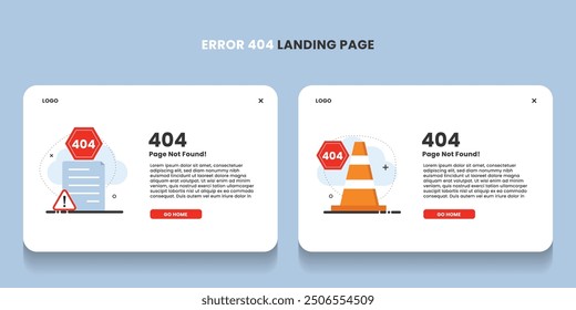 Error 404 landing page with a road signs in set flat design Concept no result data,