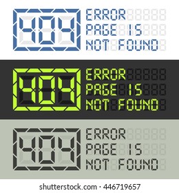 Error 404 message. Page in not found sign in three styles. Ready to use for web site.