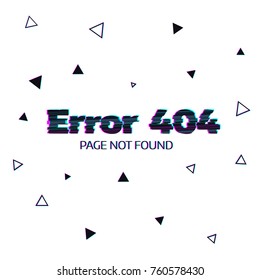 Error 404 messsage glitch lettering on white background.  Vector illustration