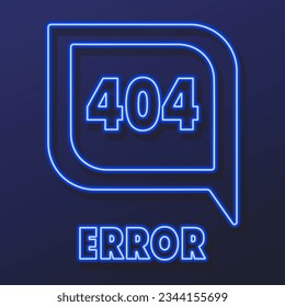 error 404 signo de neón, diseño moderno de banner brillante, coloridas tendencias de diseño moderno sobre fondo negro. Ilustración vectorial.