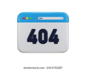 Error 404 not found icon 3d rendering illustration