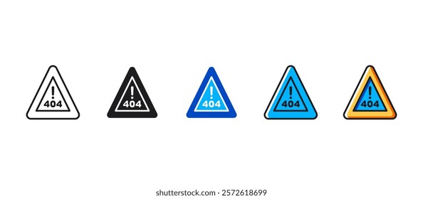 Error 404 not found icon in flat style representing website issues, page not found, and broken links. Perfect for technology, internet, web design, and application development concepts.