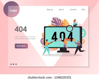 Error 404 not found vector website template, web page and landing page design for website and mobile site development. Server error, page not found concept.