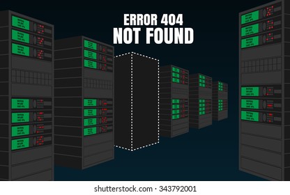 Error 404 Not Found. Vector illustration of the servers. Design error page for your website.