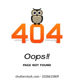 Error 404 oops page not found. Vector banner