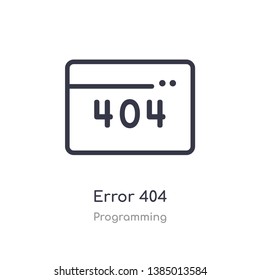 error 404 outline icon. isolated line vector illustration from programming collection. editable thin stroke error 404 icon on white background