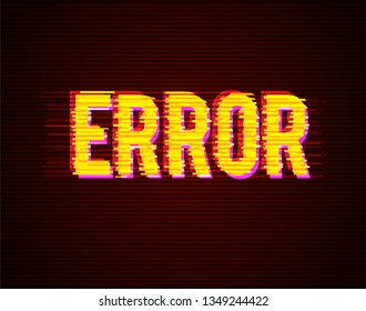 Error 404 page in glitch style. Page not found concept. System error illustration. Geometric shape with tv distortion effect. Glow light with vhs glitch effect. Vector eps 10 web site page glitched