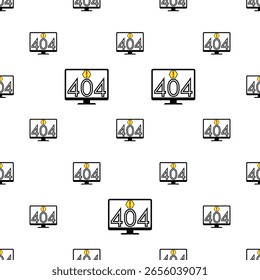 Error 404 Icono de página Patrón sin fisuras, Icono de error, Mensaje de error no encontrado, Ilustración de Arte vectorial de código de error