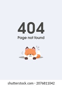 Error 404 page layout vector design with a little fox coming out of a hole. 404 web page error creative design