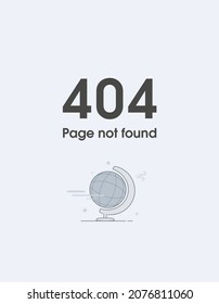 Error 404 page layout vector design with globe. 404 web page error creative design