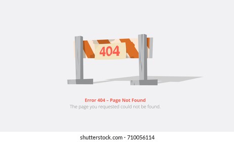 Error 404 page layout vector design with building fence construction. The page you requested could not be found.