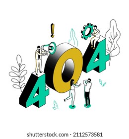 Error 404 page - modern line isometry design style illustration