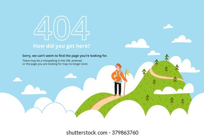 Error 404 page with a mountain, vector template