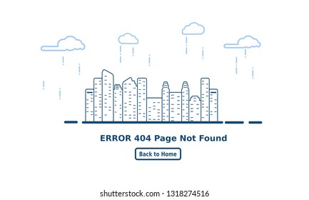 error 404 page not found. trouble internet connection.search problem page city building concept