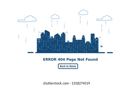 error 404 page not found. trouble internet connection.search problem page city building concept
