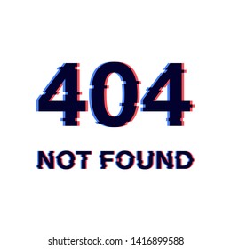 Error 404 page not found. Error with glitch effect on screen. Vector template for your design.