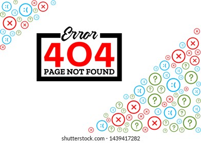 Error 404, page not found, vector web site page template on white background. Concept for design