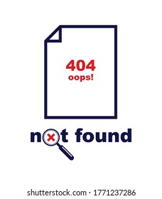 Error 404 page not found vector concept icon, internet website down, simple flat design.