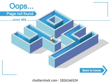 Error 404 page not found internet website failure warning design template.