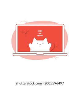 Error 404 Page Not Found. Cartoon Vector Illustration with Cat