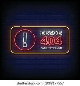 Error 404 Page Not Found Neon Signs Style Text Vector