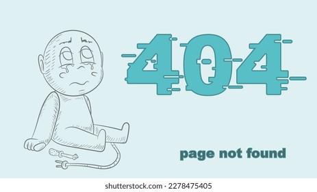 error 404 page not found, contour illustration of a small chibi who sits next to a screwdriver and a broken wire, for design