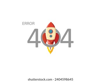 Error 404 Page Not Found With Rocket Vector