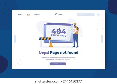 Error 404 page not found illustration on landing page design