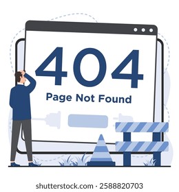 Error 404 page not found concept with missing webpage message and broken link notification