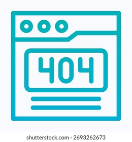 Error 404 Page Not Found Window Isolated Lineal Gradient Style Vector Icon