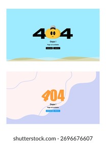 Error 404 Page Not Found Illustration Set.Modern Web Design Template