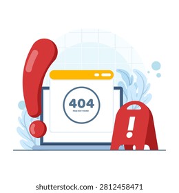 Error 404 page not found concept illustrating broken web navigation, missing website content, invalid URL, browser error, user interface notification, internet problem, and website maintenance.