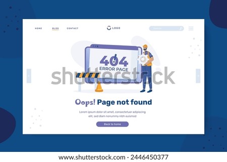 Error 404 page not found illustration on landing page design