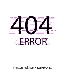 Error 404 page not found.Error with glitch effect on screen. Concept Glitch Style.