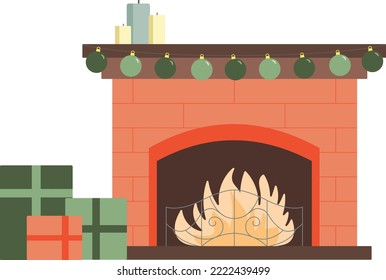página de error 404 para sitio web, chimenea de navidad linda acogedor 