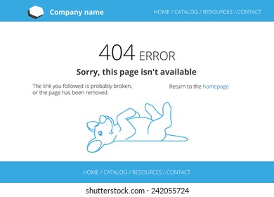 Error 404 with pretty puppy contour blue design. Text is outlined. Free font Open Sans