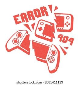 error 404 red print joystick gamepad d-pad joypad directional pad joy pad