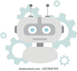 Error 404 robot with gear waiting for site gear different sizes vector illustration