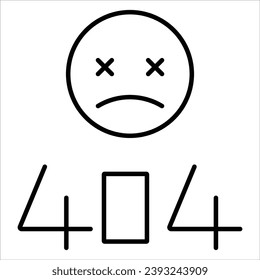  Error 404 symbol, Alert, risk sign line icon