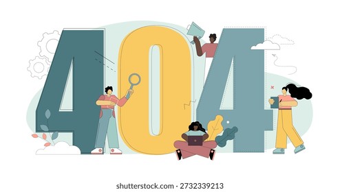 Error 404. There was a typo in the address bar. The resource has been removed from the site. Flat illustration