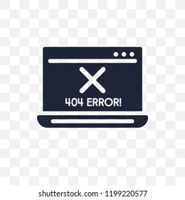 Error 404 transparent icon. Error 404 symbol design from Programming collection. Simple element vector illustration on transparent background.